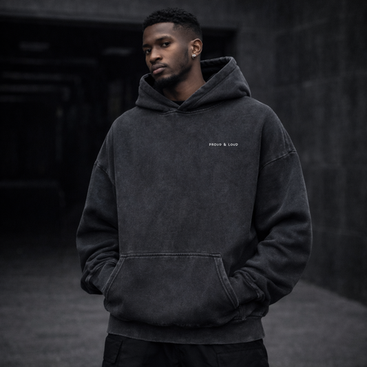 LIMITED Hands Black & White Oversize Washed Hoodie